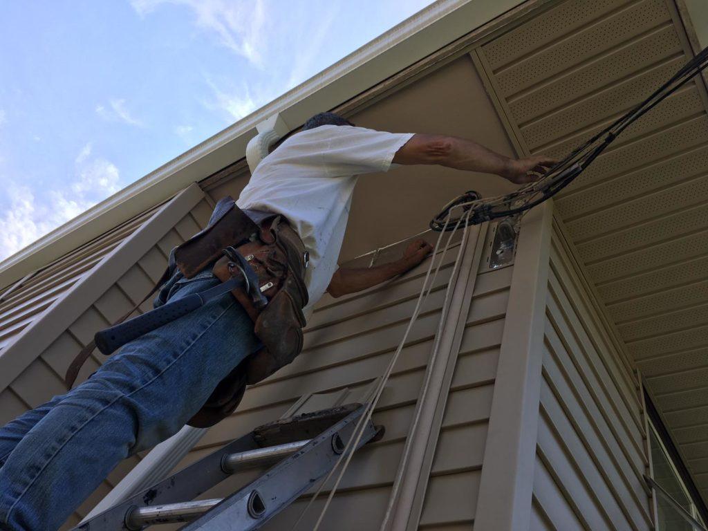 Stefan installing soffits